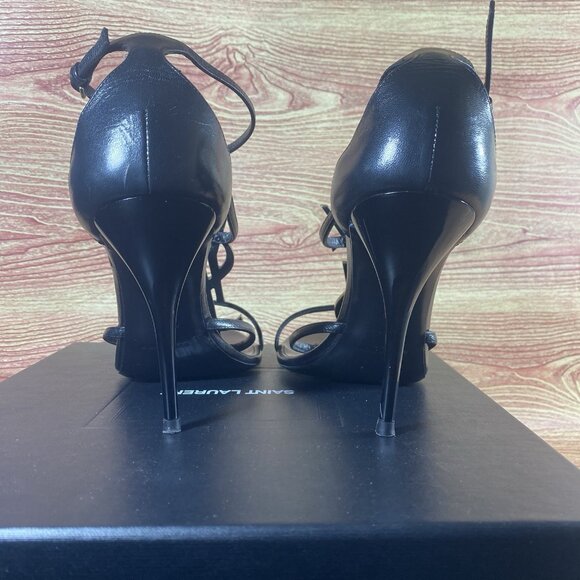 Yves Saint Laurent CASSANDRA SANDALS Smooth LEATHER Black - Picture 14 of 14